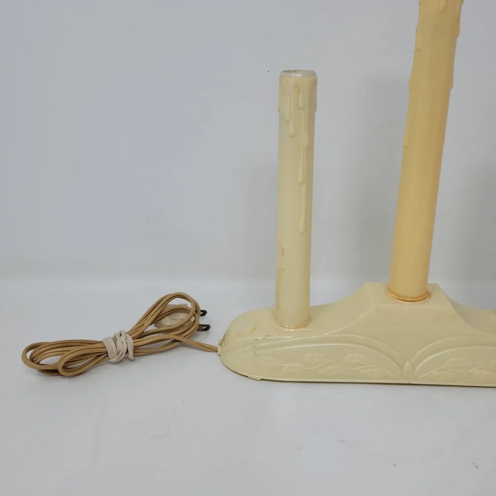Vintage Safe T‎ Glo 3 Light Candolier Ivory Plastic Christmas Window Decor